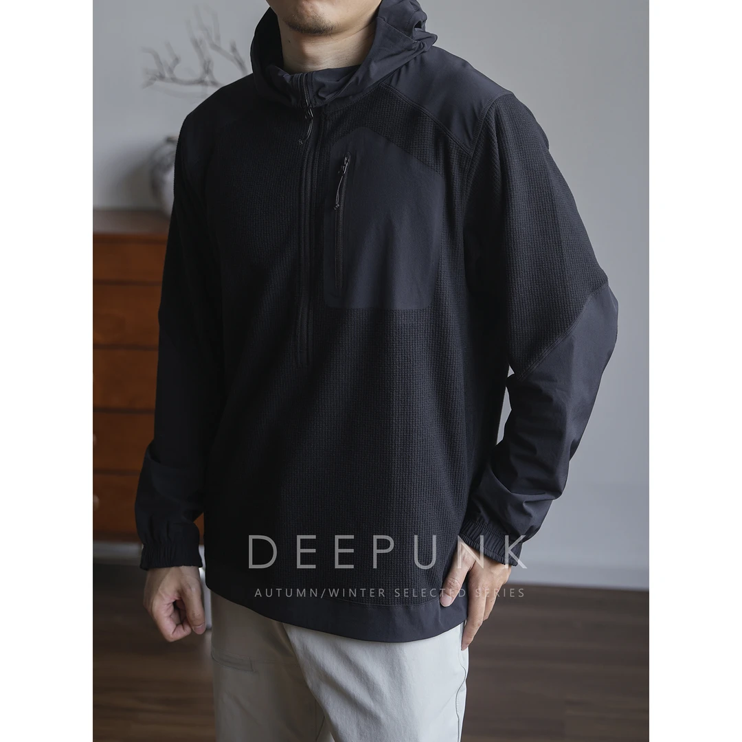 DEEPUNK 秋冬通勤户外运动长袖上衣连帽套头卫衣外套抓绒衣 3535