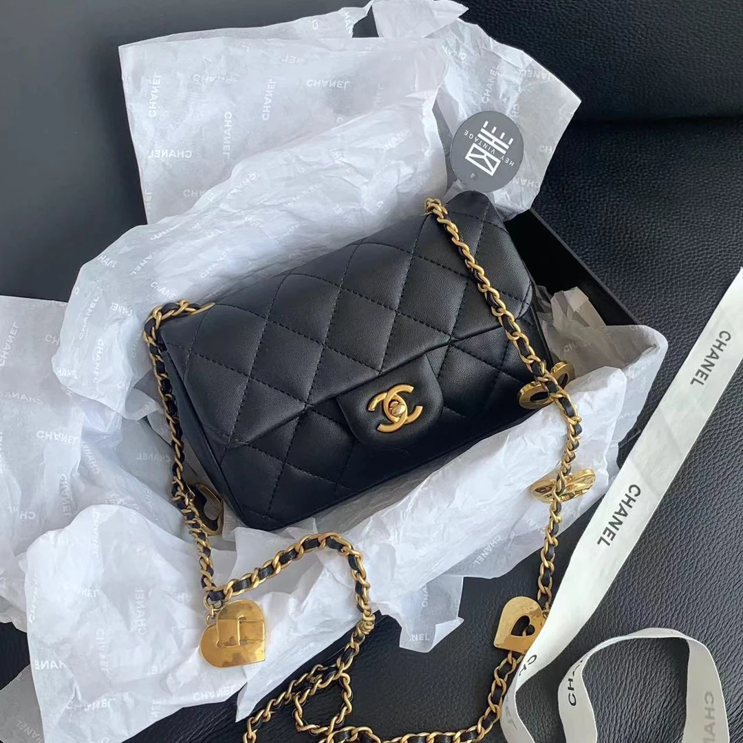 99新 Chanel/香奈儿 黑金徽章金币大mini包 芯片款 18cm 14529997
