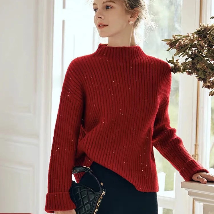 新款欧货无缝高领7797针织衫女秋冬打底衫毛衣女