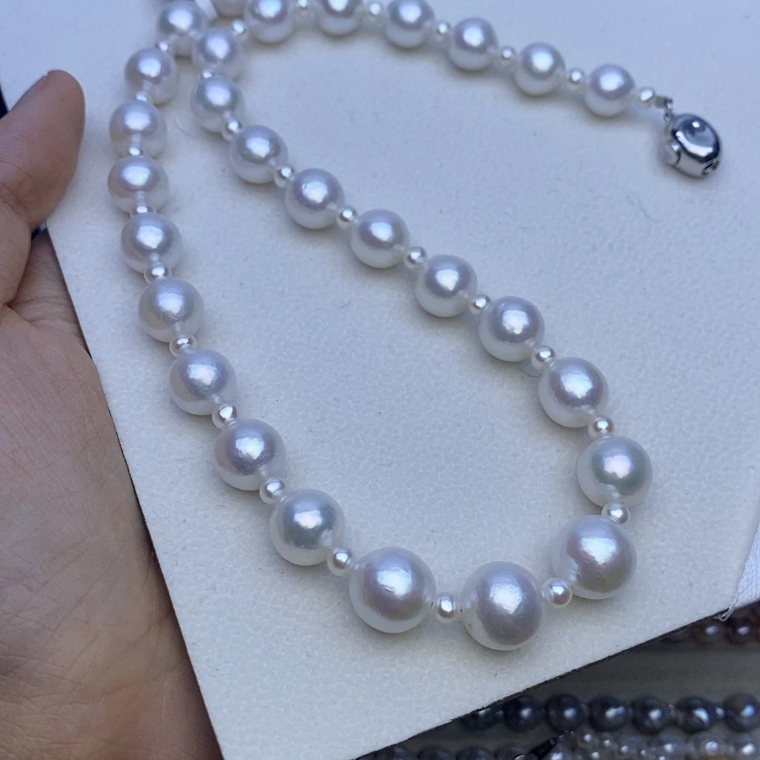 项链银S925镶嵌淡水珍珠4-5/10-11
