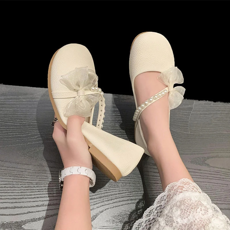 2025年春夏新款女四季浅口平底百搭玛丽珍单鞋搭配裙子时尚豆豆鞋