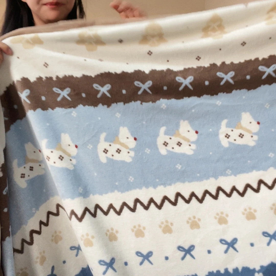 棉棉雪花小狗标准床盖四件套