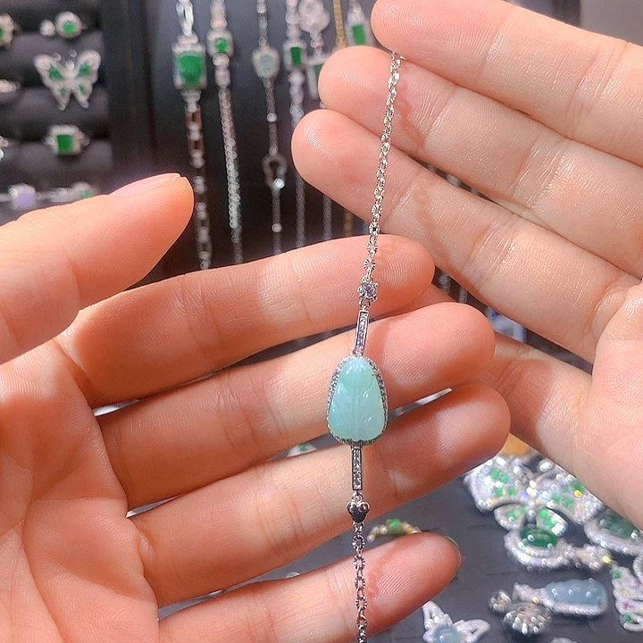 翡翠戒指银S925镶嵌手链