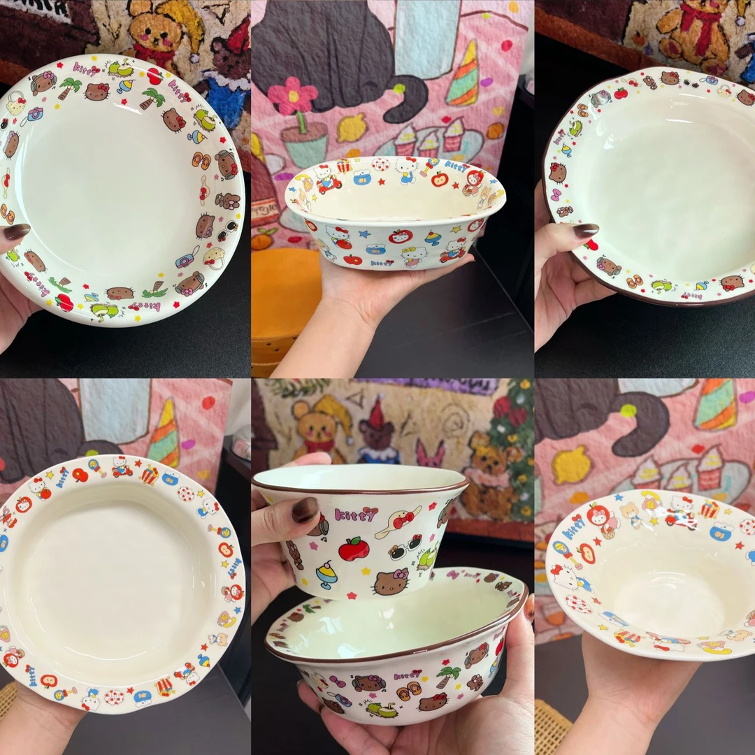 PP可爱卡通陶瓷系列套装产品马克杯米饭碗鱼盘分餐盘面包盘