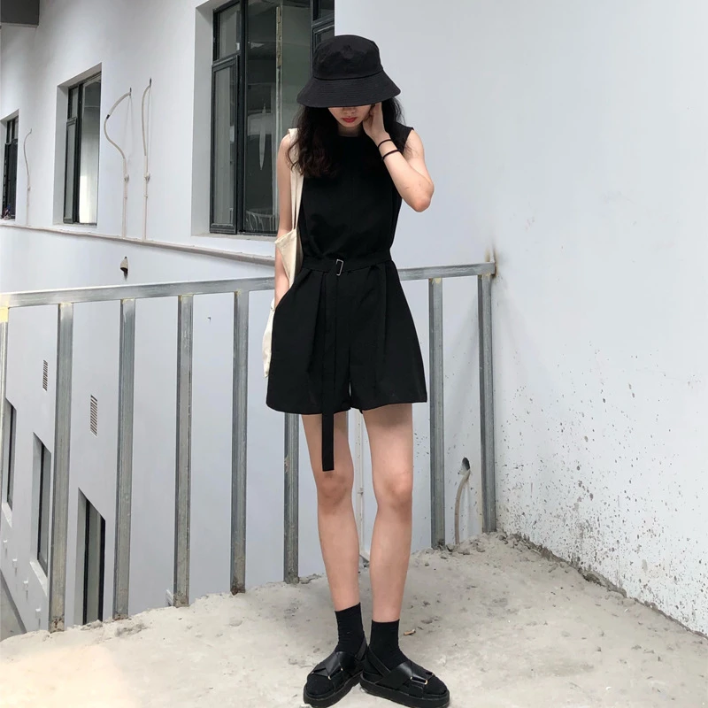 港风小个子宽松运动休闲装女学生假两件炸街短裤套装黑色绿色夏季