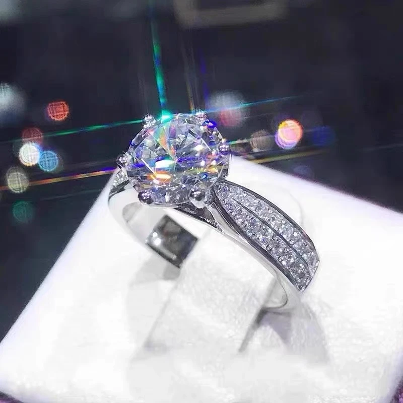 合金莫桑石戒指 柜台开口戒指M010