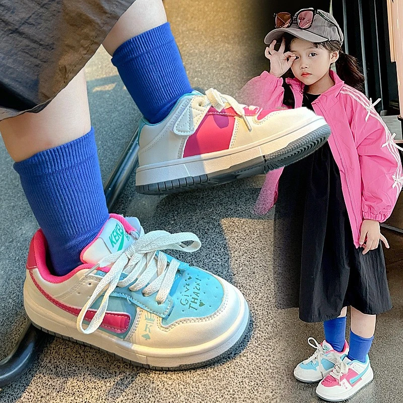 儿童运动鞋女童洋气鸳鸯鞋2025春秋新款男童透气休闲鞋中大童板鞋