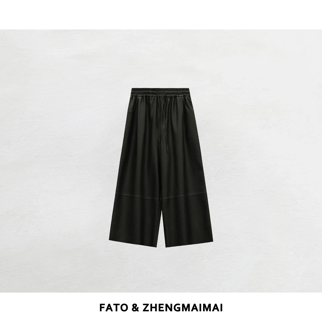 郑买买 摩登皮裤 秋季气质洋气酷飒老钱风潮流休闲裤 YZ51007K3