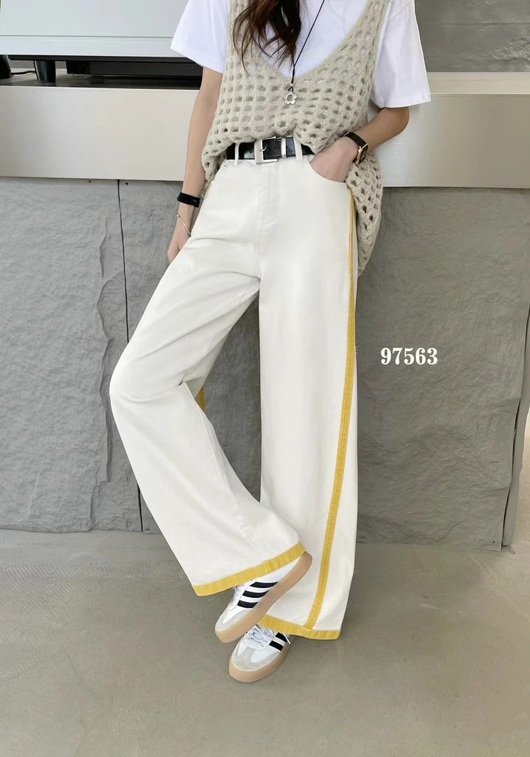 97563白色阔腿牛仔裤时尚百搭夏季