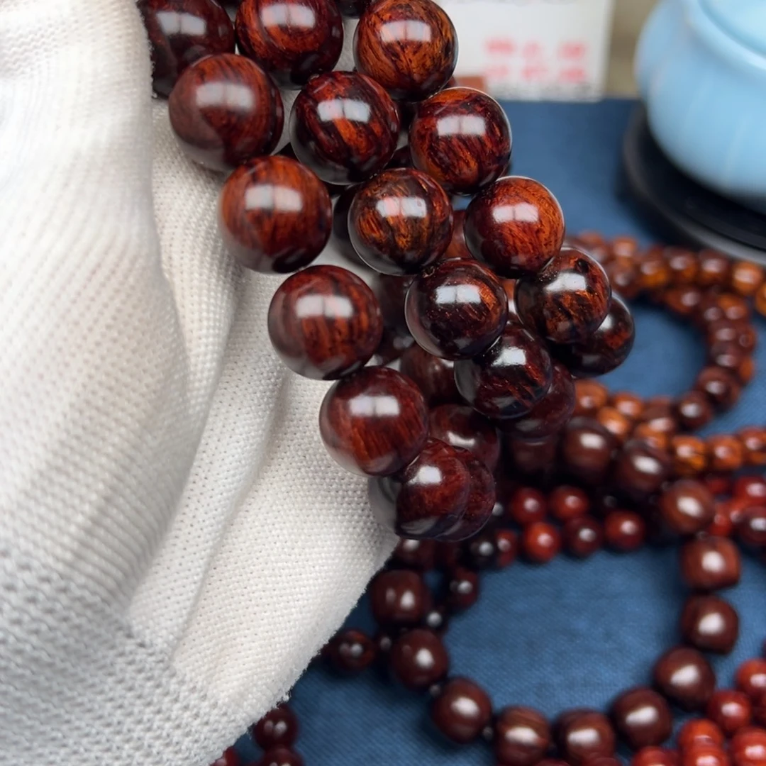 花梨木类手串/手链红降15圆珠满油单圈（瑕疵）