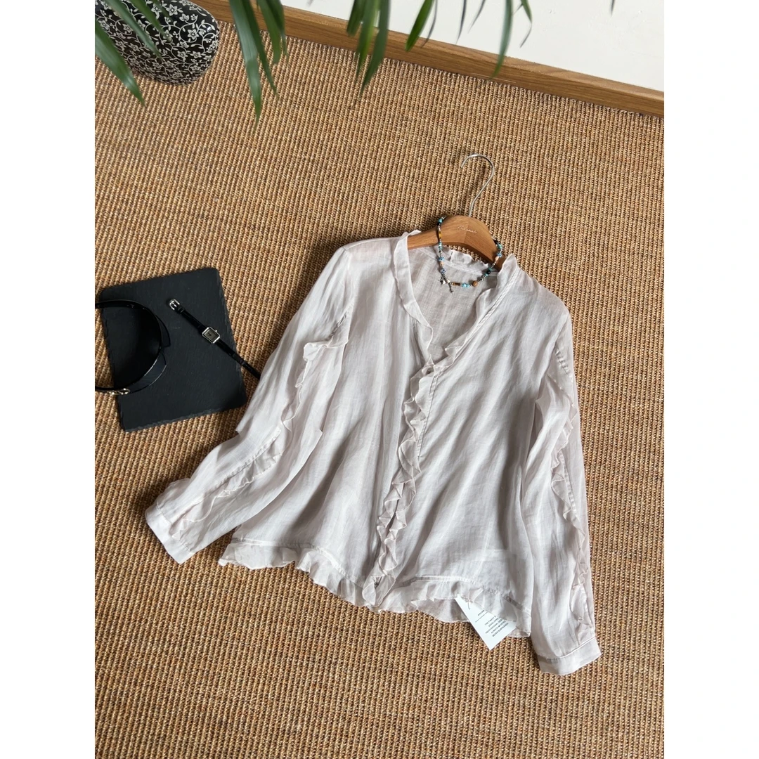 FUZEMEI/负责美舒适透气麻料开衫6729