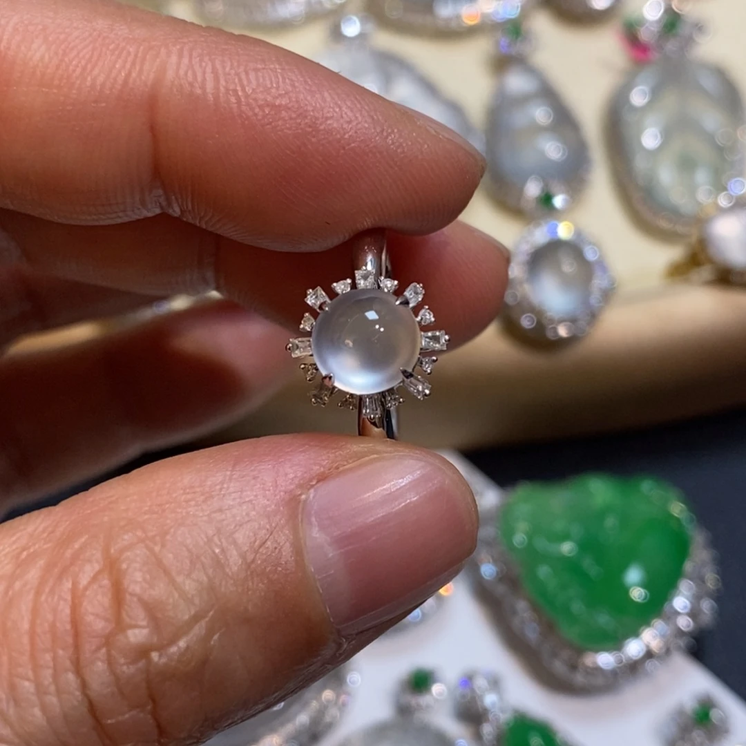 翡翠18K金镶嵌吊坠(不含链)戒指