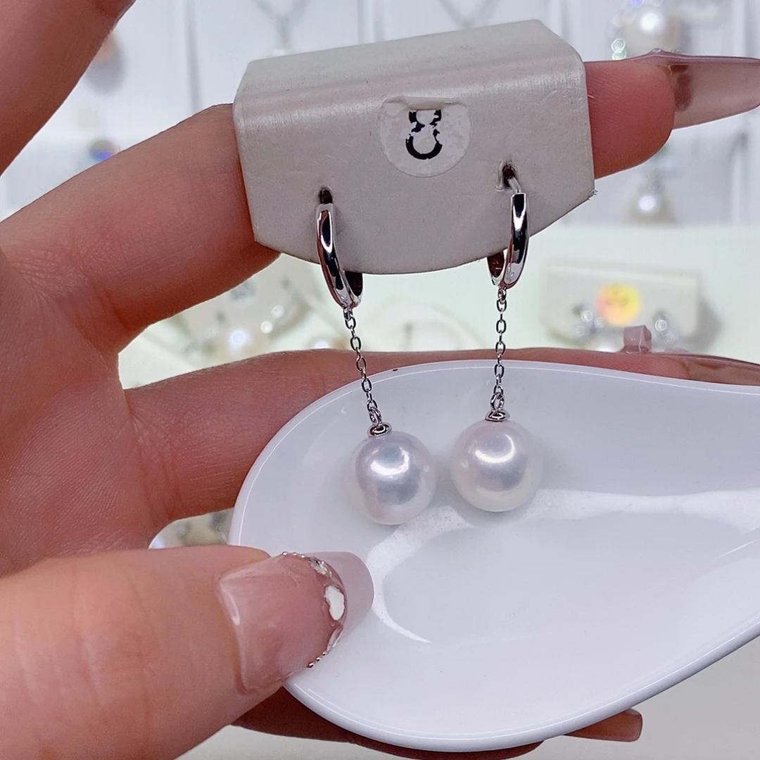 银S925镶嵌淡水珍珠耳饰