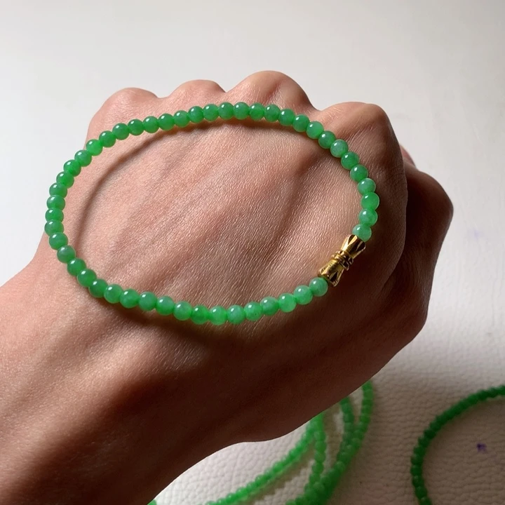 定制翡翠未镶嵌缅甸翡翠a货卡4绿手串