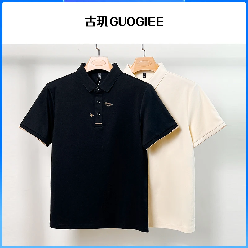 GUOGIEE/古玑【刺绣款】夏季轻奢polo抗皱Polo衫短袖爸爸夏季短袖