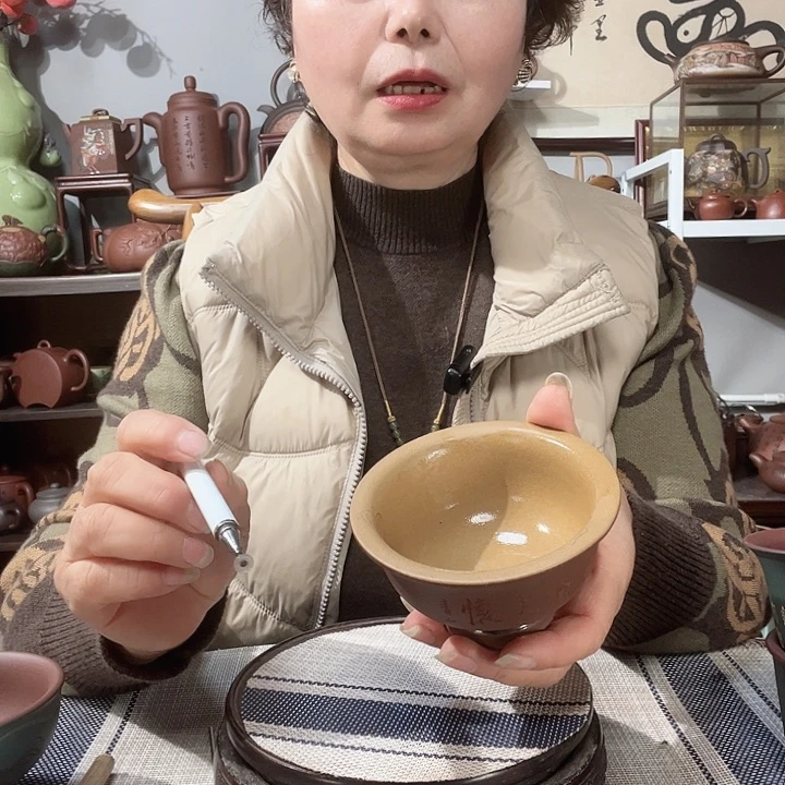紫砂茶杯天**扣原矿紫砂杯