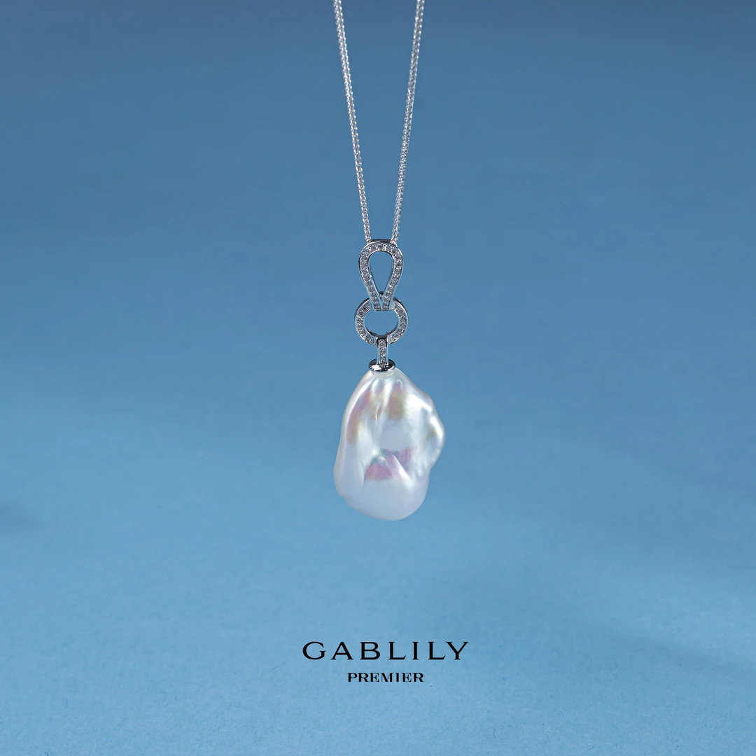 【马力克专属】GABLILY premier 淡水蓝调巴洛克珍珠S925银吊坠16up
