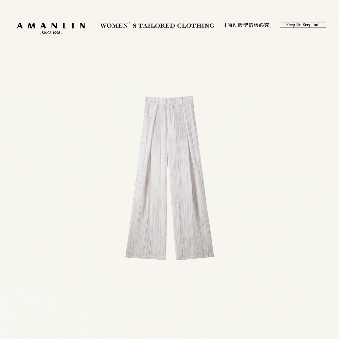 AMANLIN/阿谩琳欧若风百搭扎染西装裤女夏季薄款裤子Y599086春夏