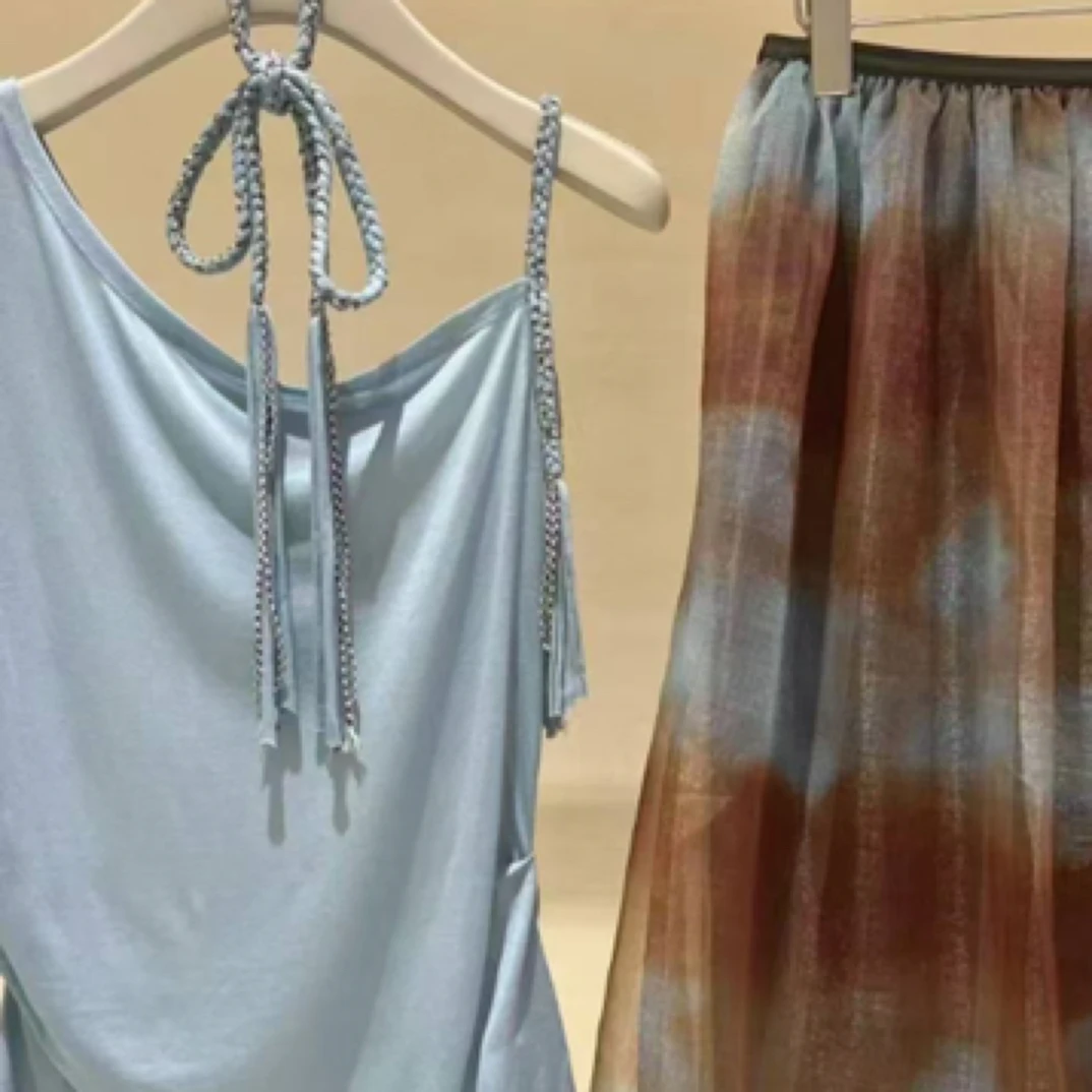 JiuMi小众原创单肩掐腰上衣蓝