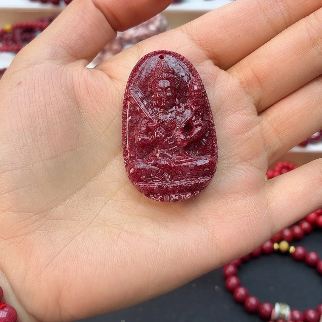 天然辰砂高透晶体虎