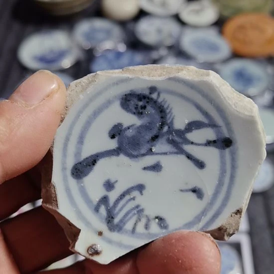 瓷片青花影青杯垫学习标本