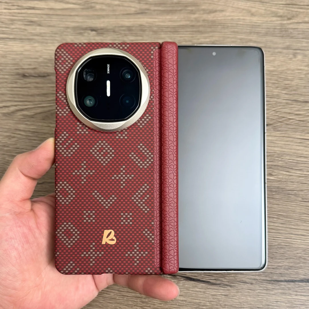 适用华为Matex5手机壳中轴铰链保护mateX6凯夫拉纹理超薄防摔外壳