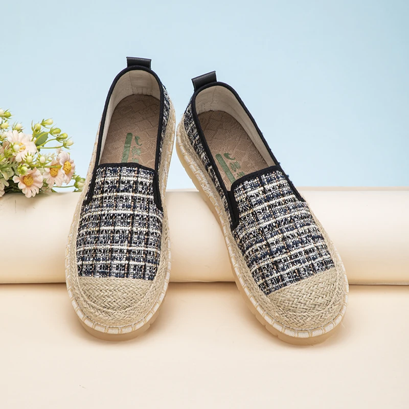 泰和源布鞋春季女款舒适时尚透气休闲百搭软底软面一脚蹬渔夫鞋