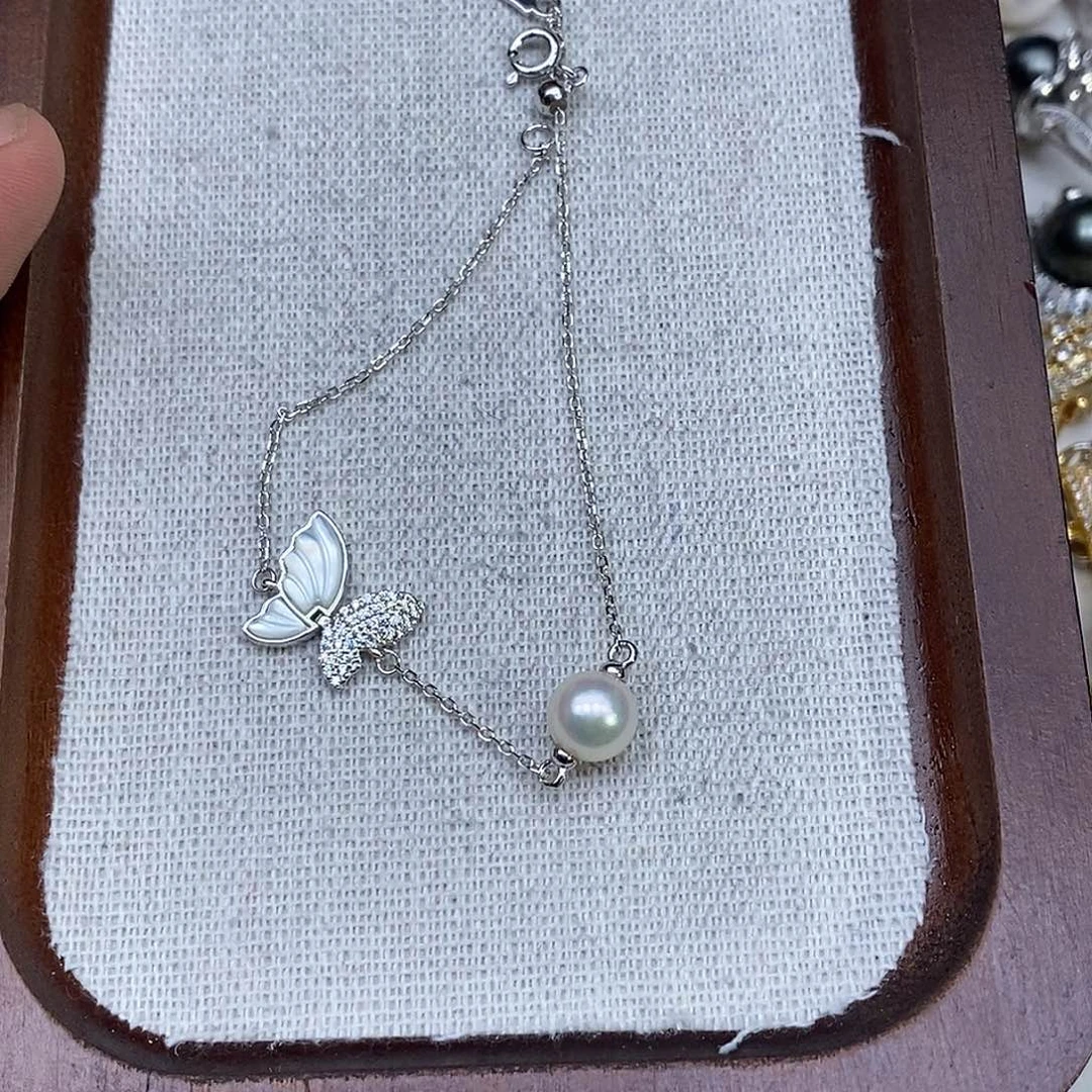 手链海水珍珠银S925镶嵌