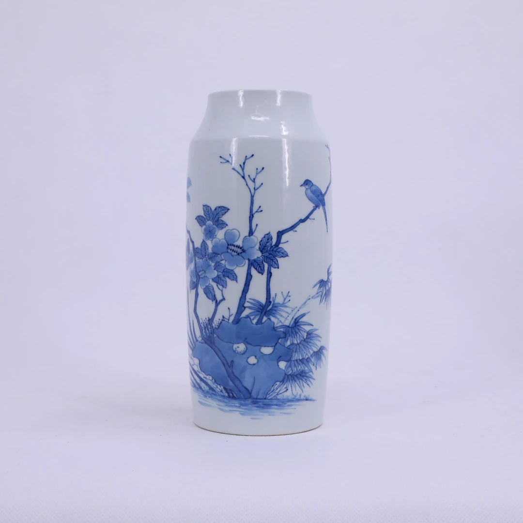 古陶瓷/青花花鸟纹筒瓶LOT0627