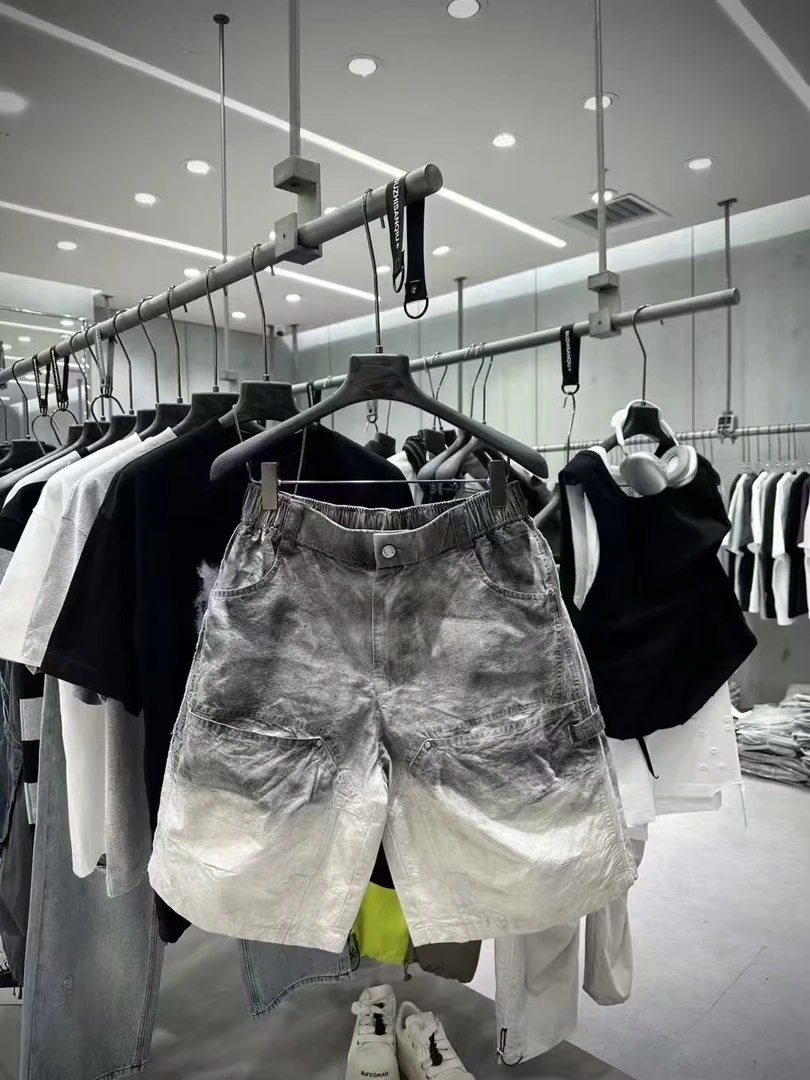 新款高品质休闲脏脏短裤男士时尚百搭夏季宽松潮流水洗韩版拼接