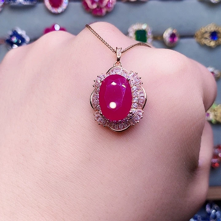 颈饰银S925镶嵌红宝石