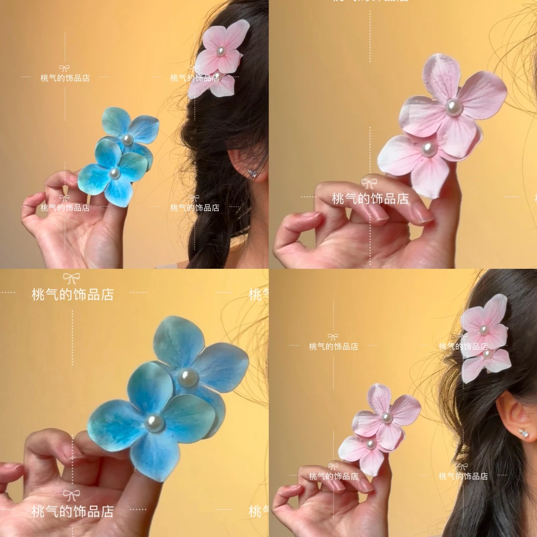 薄荷曼波蝴蝶兰花朵发夹女海边拍照度假风侧边鸭嘴夹超仙发饰发卡