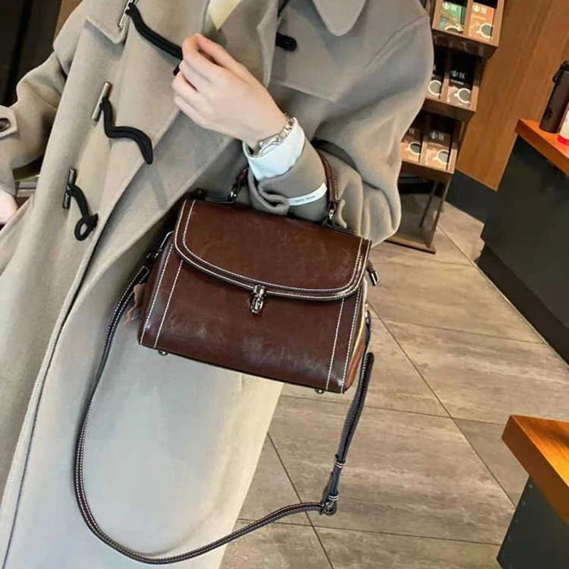 女款包包2025年新款洋气牛皮女包小众高级感手提包时尚真皮单肩包