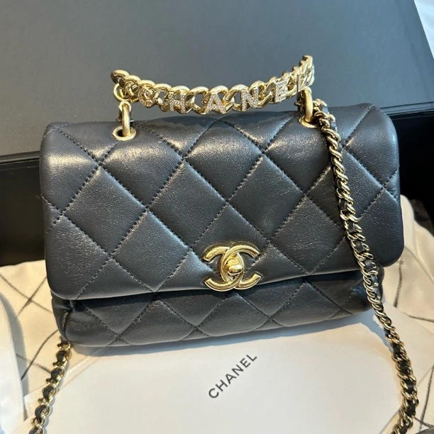 99新 Chanel/香奈儿 多多奢品/香奈儿24C金属灰水钻斜挎包/99新