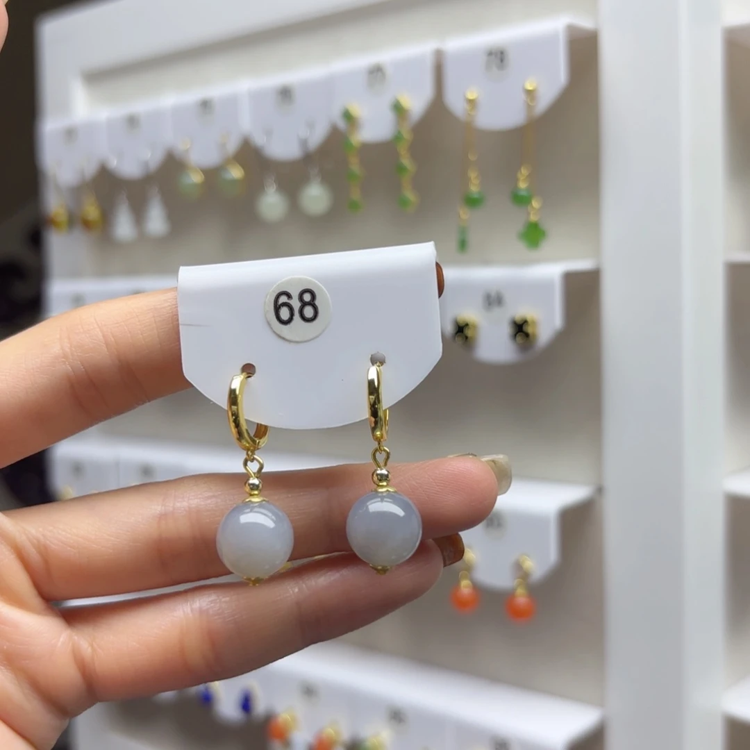 银S925镶嵌和田玉耳饰