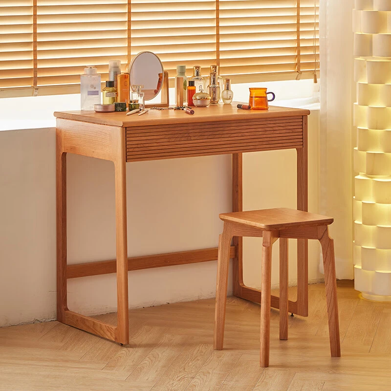 戏木XIMU梳妆台北欧全实木樱桃木简约小户型卧室化妆台小型化妆桌