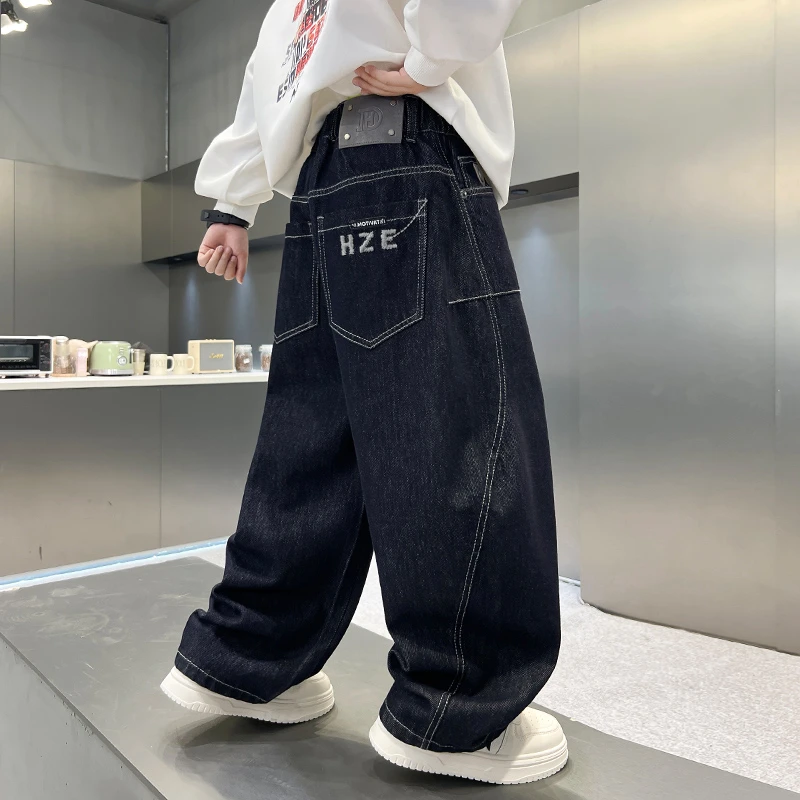 男童牛仔裤春秋款2025新款儿童秋季裤子中大童秋装男孩酷帅长裤潮