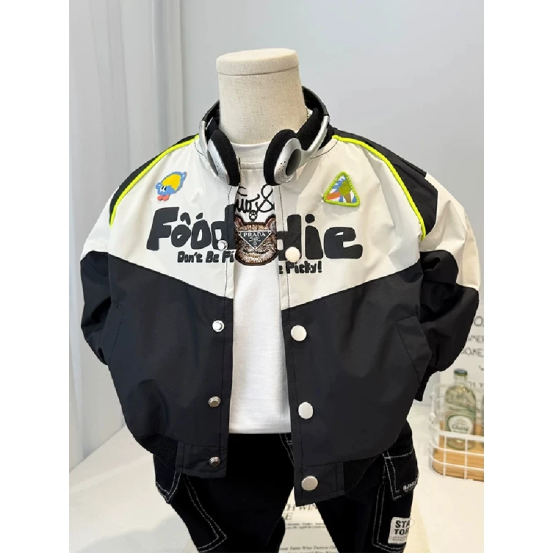 男童潮酷机车服秋款2025新款儿童痞帅时尚赛车服宝宝炸街夹克外套