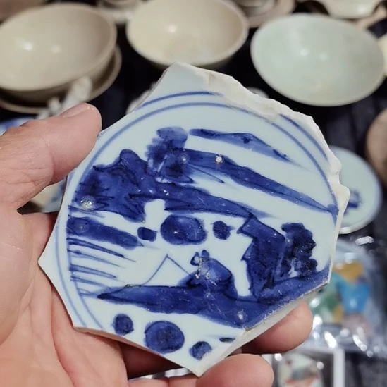 瓷片青花影青杯垫学习标本