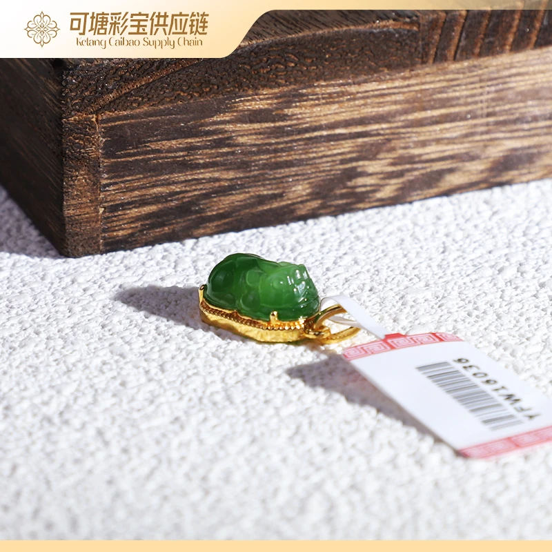和田玉碧玉18K苹果绿貔貅吊坠/YFW16036-多样性发一