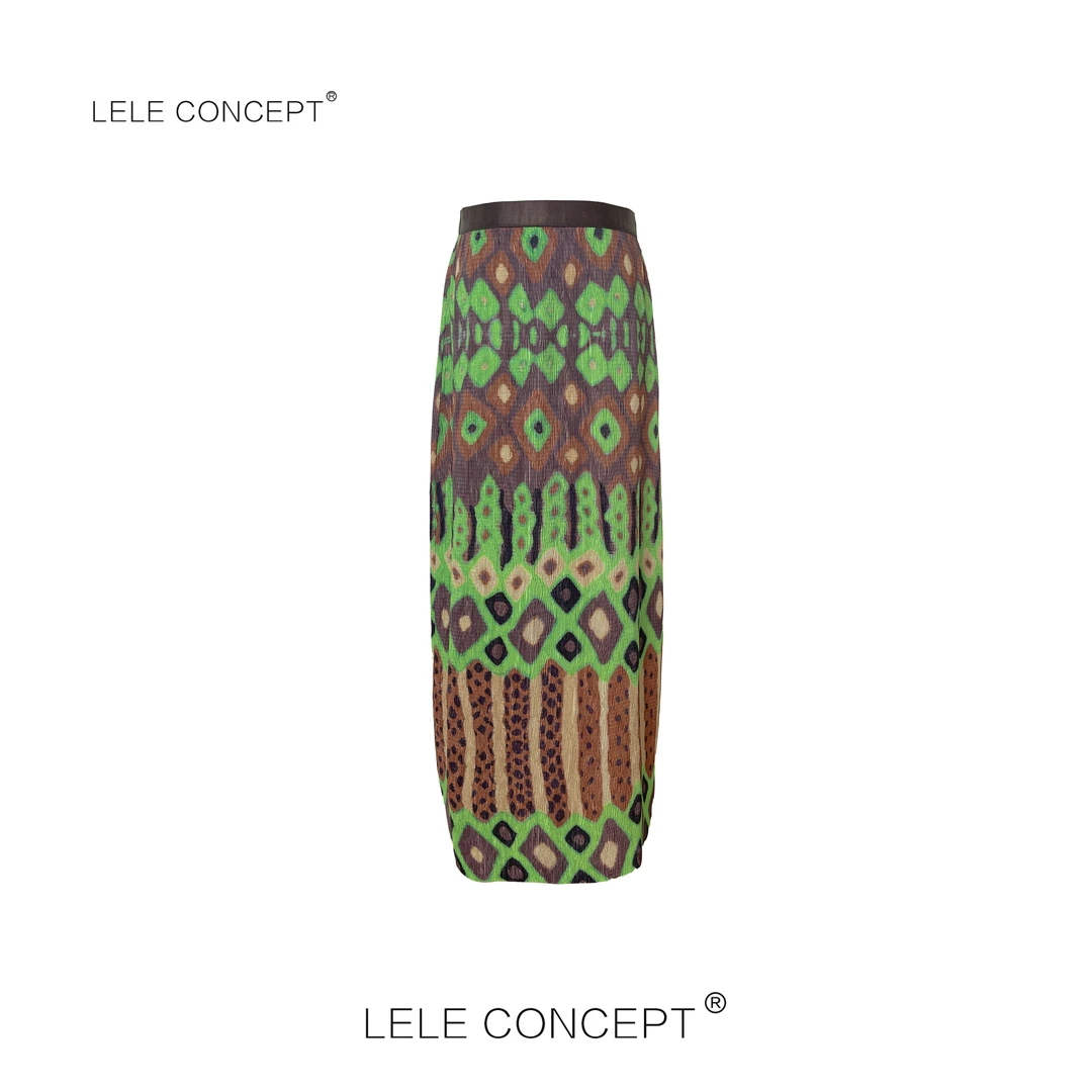 LELE CONCEPT丨时尚百搭显瘦减龄花纹半裙Q0610