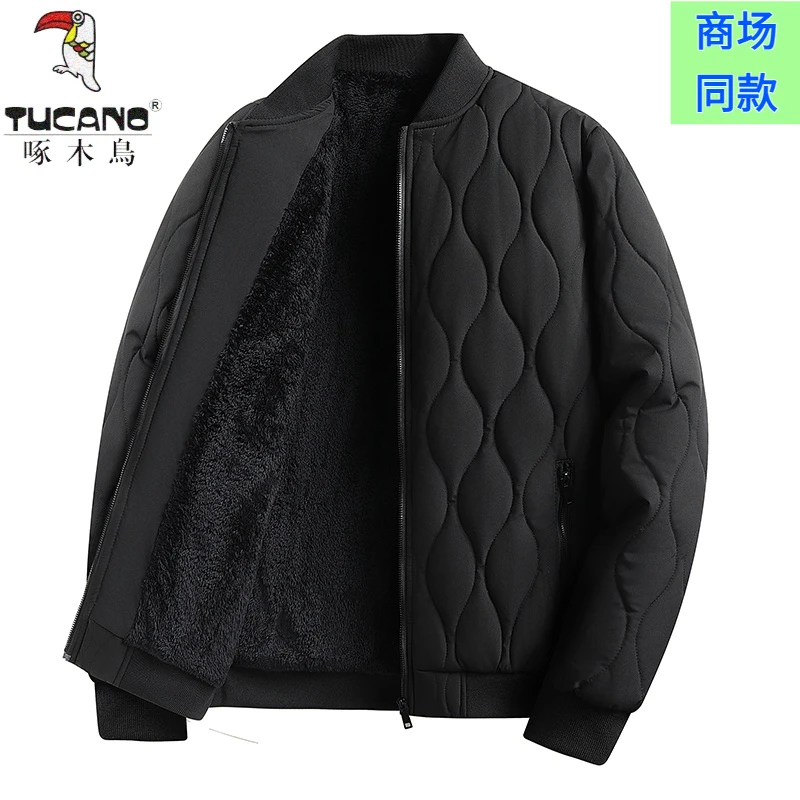 啄木鸟大码男士冬季棉衣宽松棒球领加厚加绒服保暖棉袄防寒上衣
