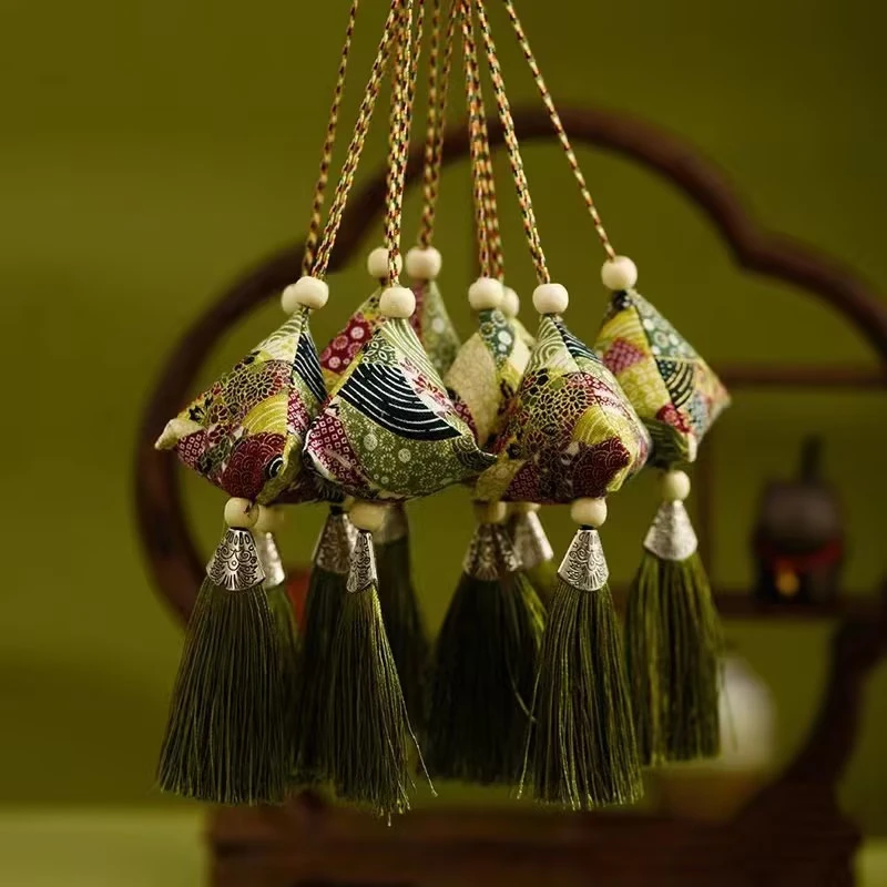 和风粽子艾叶香包香囊棉麻粽子香包端午节礼物随身小挂件福粽挂饰