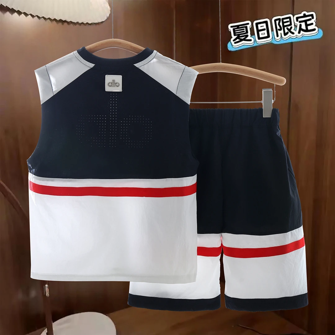 条纹夏季男女通用休闲风薄款套装拼接夏日可露丽风