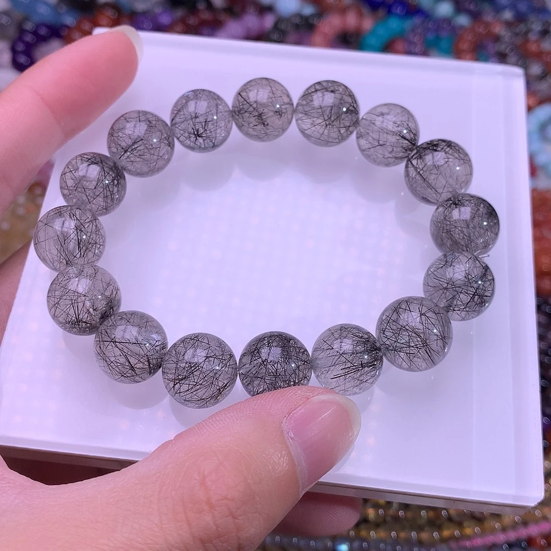 X***生未镶嵌手链水晶黑发晶13米手链