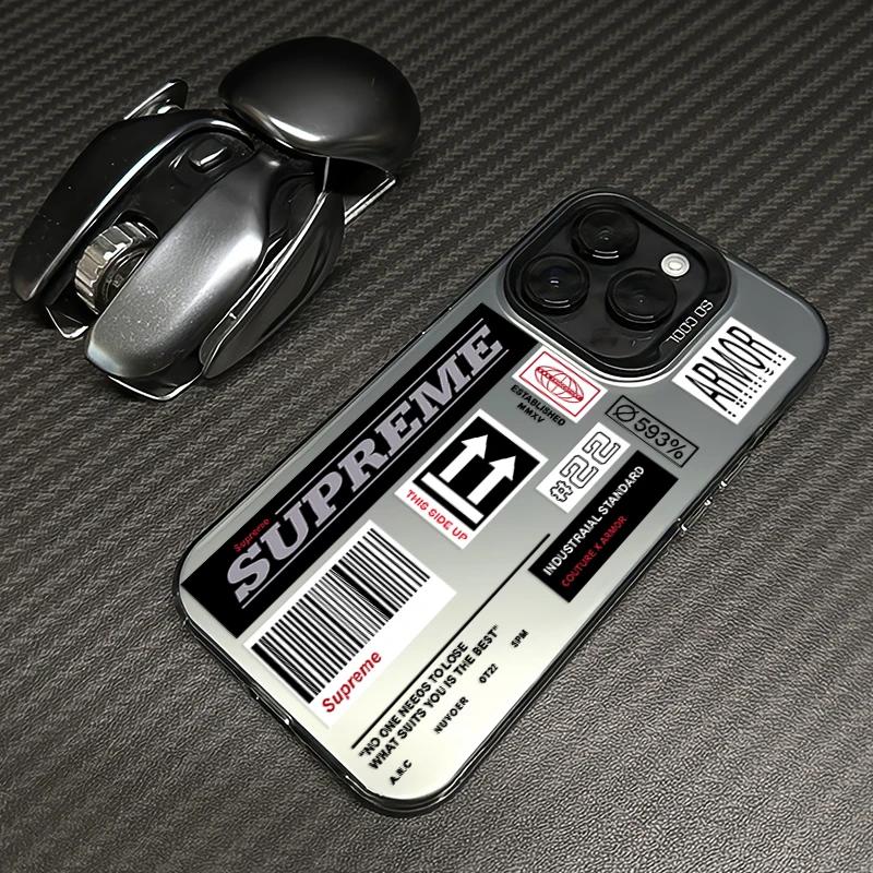 潮牌标签适用苹果16手机壳15pro max保护套iphone14创意13磨砂12