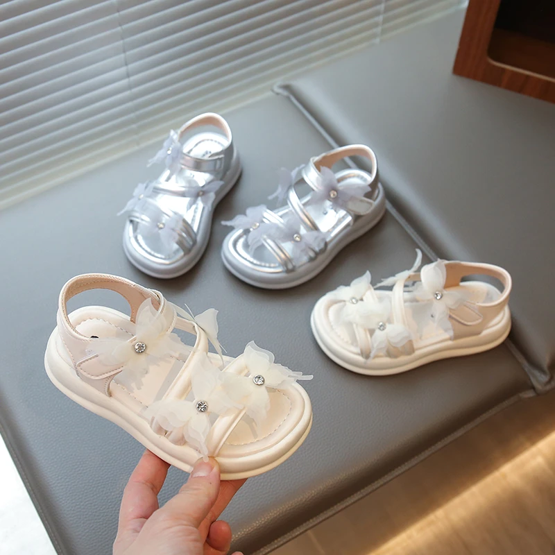 女童鞋子儿童公主凉鞋2025年夏季新款女宝宝洋气水钻罗马鞋中大童