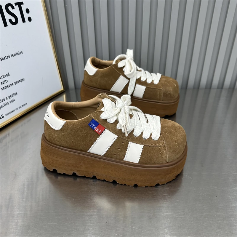 新款女鞋时尚百搭复古厚底低帮韩版ins秋冬秋季系带高定潮流潮鞋