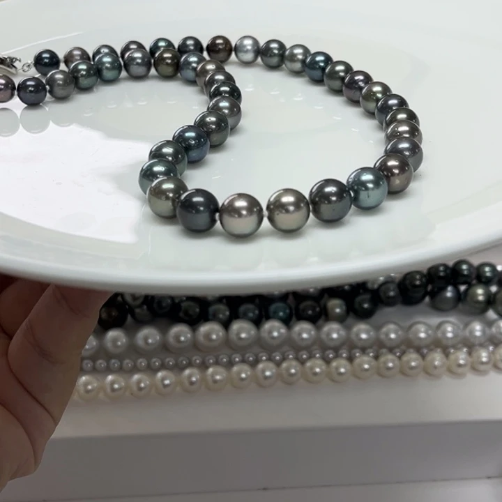 颈饰海水珍珠银S925镶嵌大溪地8-10mm16号