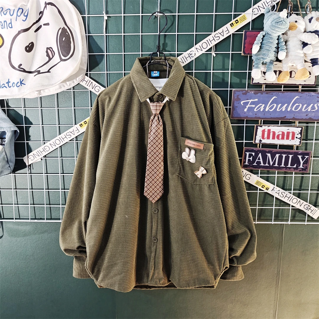 日系学院风DK制服衬衫男女痞帅高级感百搭华夫格衬衣外套男装套装
